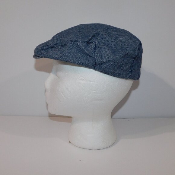 The Childrens Place Blue Herringbone Boys 4-6 Flat Top Newsboy Hat Cap Golf - Picture 1 of 7